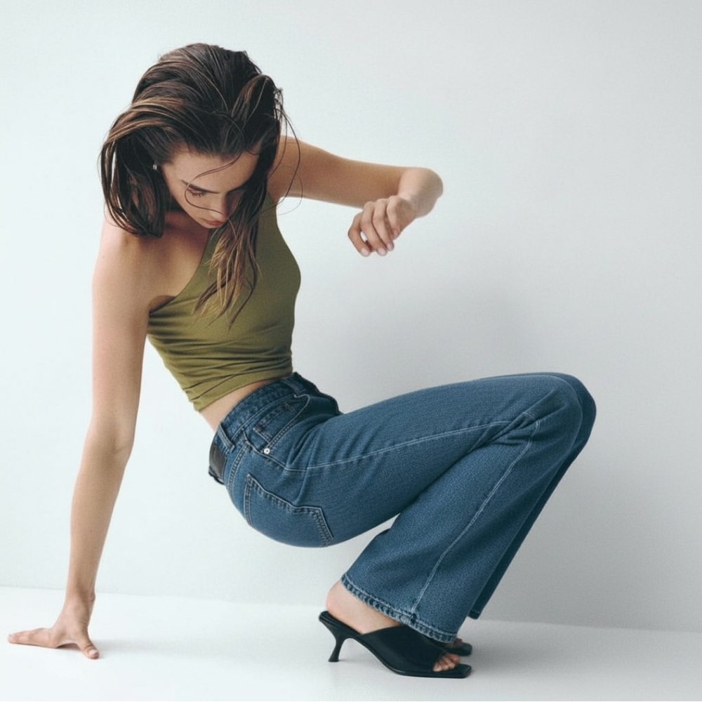 H&M BLEECKER HIGH RISE WIDE LEG JEANS - Picture 6 of 9